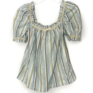 Reformation Blue Striped Puff Sleeve Top - Small‎